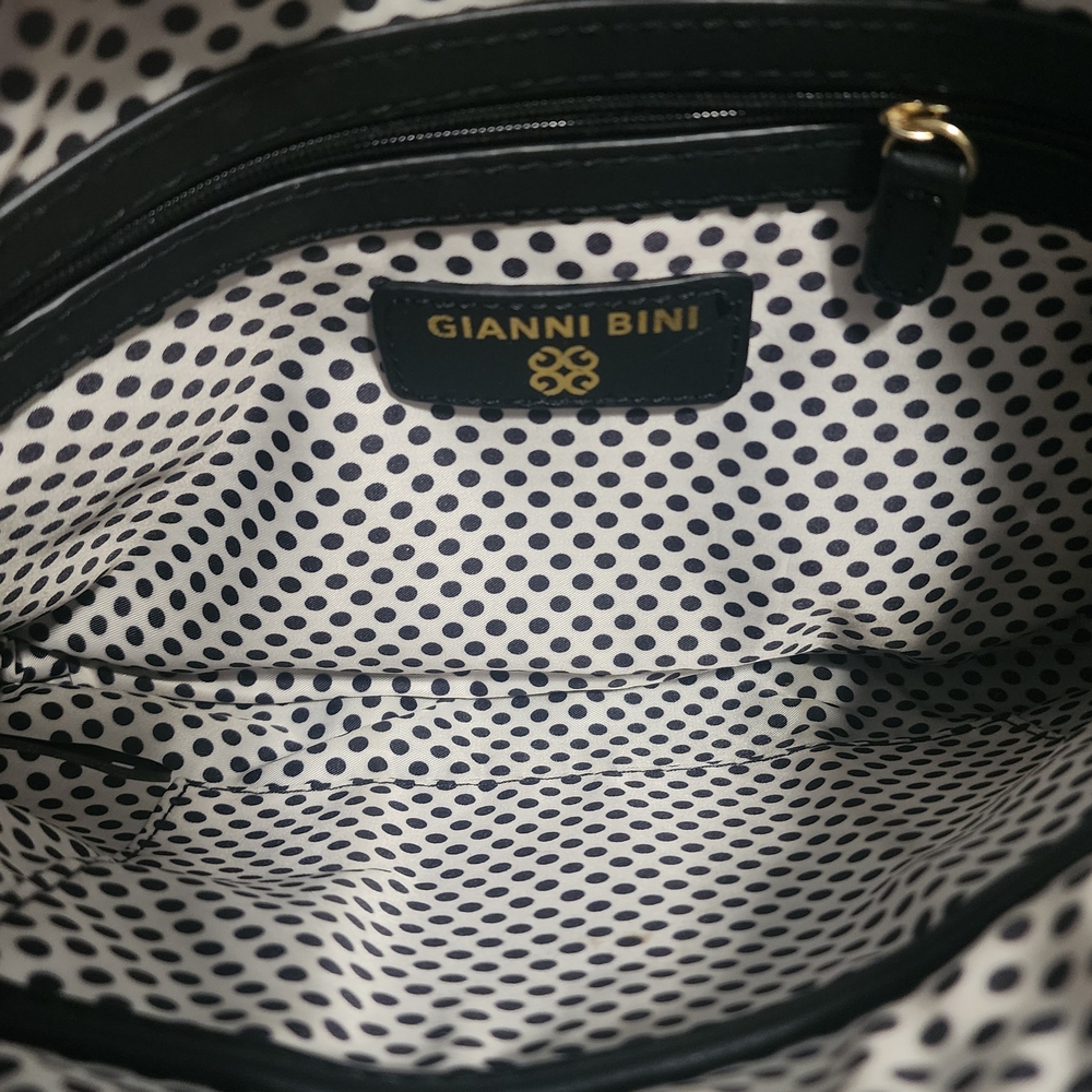 Gianni Bini Elegant Black Mini Bag with White Trim - Picture 3 of 5